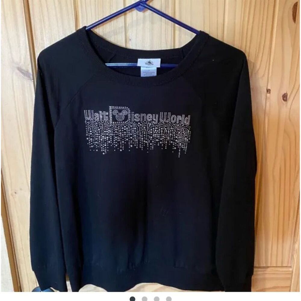 Disney Parks Women's Black Long Sleeve Rhinestone T-Shirt Size M